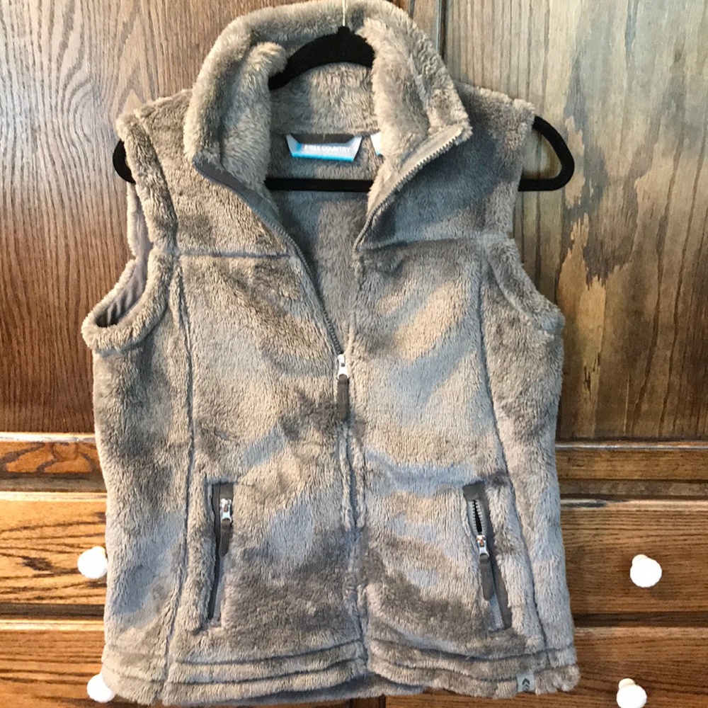 Free Country Plush Gray Vest Sz M